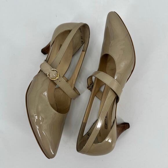 Paul Green Mara Kitten Heel Pump Women US 8 UK 5.5 Taupe Patent Leather MaryJane - Picture 4 of 15